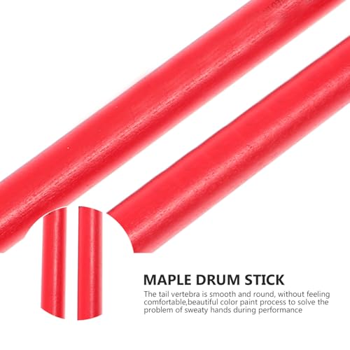 2 pares de baquetas de madera de arce rojas antideslizantes, ligeras, con punta redonda para tono claro, accesorios para batería y percusión miniatura 7
