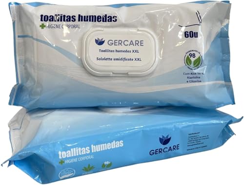 Toallitas Húmedas para Adultos. 3 Paquete de 60 Ud Toallitas Higiene Corporal Personas Mayores. Toallitas Húmedas XXL con Aloe Vera. (180 Unidades)