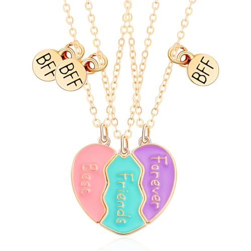 Lezmoii Collar de amistad para mejor amiga, regalo magnético a juego para 3 niñas, one size, Metal, Sin piedra preciosa