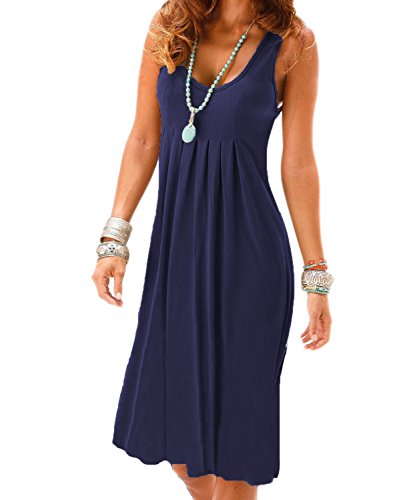 Image of AELSON Womens Summer Casual Sleeveless Mini Printed Vest Dresses