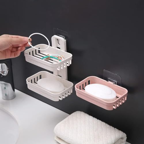 Porte-shampoing solide mural et support douche double compartiment amovible - 3