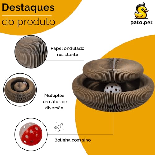 PATO.PET Arranhador Para Gatos com Bolinha Sonora - Brinquedo Mágico Interativo de Gato, Moderno e D