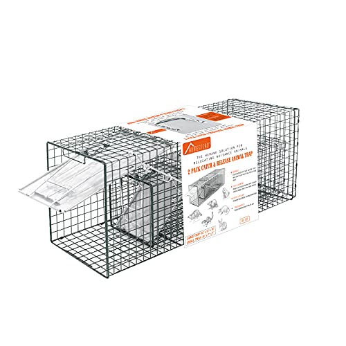 HOMESTEAD 2-Pack Live Animal Trap - Specialized for Raccoons, Opossums, Groundhogs, Skunks, Feral...