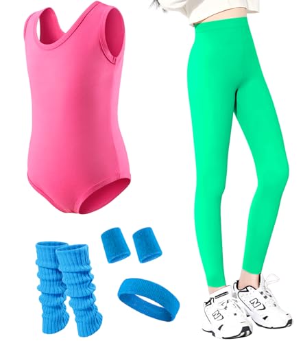 Disfraz para niñas inspiración 80s 90s fitness 5 piezas miniatura 4