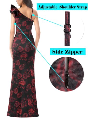 Image of VFSHOW Womens Ruffle One Shoulder Formal Prom Gala Maxi Dress Evening Gown
