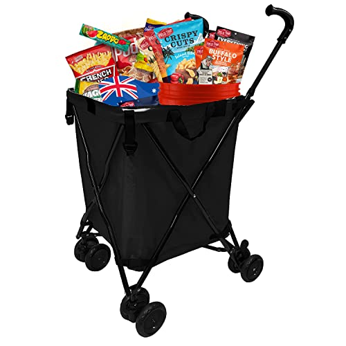 Einkaufswagen, Rollwagen, zusammenklappbar, Einkaufswagen, Wäschekorb, Rollen, Utility Cart mit Rädern, abnehmbare Canvas-Tasche, hintere Bremsen, einfaches Zusammenklappen von 54,4 kg Kapazität Cover