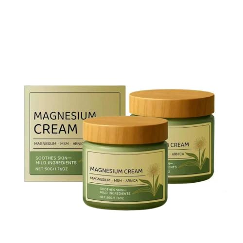 PAQIMAN 2 Pcs Total Relief Magnesium Cream for Comfort Fast-Absorbing with MSM & Arnica Cream Comfortable Nerves and Daily Comfort Body Care Soothing Magnesium Cream.