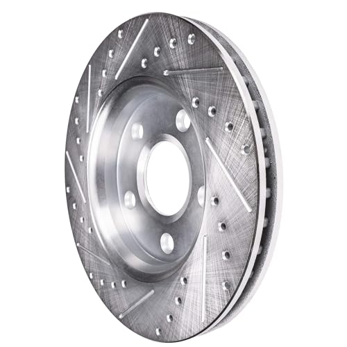 Image of Detroit Axle - Front Brake Kit for 98-02 Chevrolet Camaro Pontiac Firebird Drilled and Slotted Disc Brake Rotors 1998 1999 2000 2001 2002 Ceramic Brake Pads Replacement : 11.92 inch inch Rotors