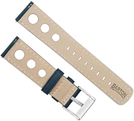 BARTON WATCH BANDS, 18mm Navy - Rally Horween Leather Watch Bands - Integrated quick release spring bars- 316L stainless steel- Choose Strap Color & Width - 2