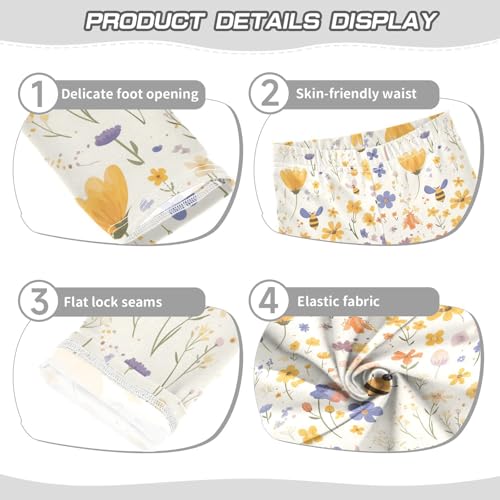 KLL Embroidery Bee Butterfly Flowers Toddler Girls' Legging Fashion Full Length Workout Pants Sports3