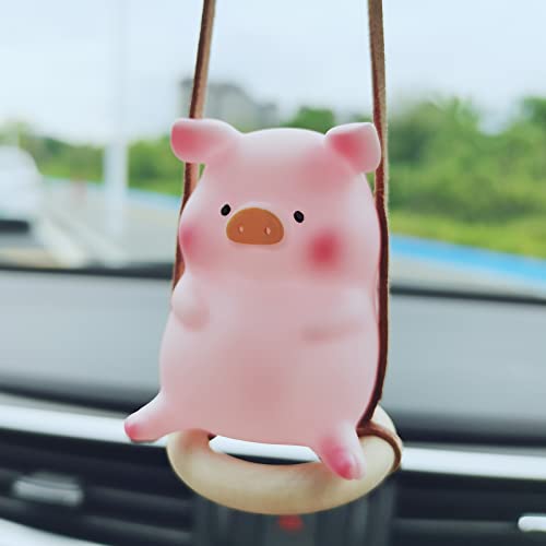 Ornamento de carro de porco giratório fofo pingente de carro porquinho da sorte decoração de carro d