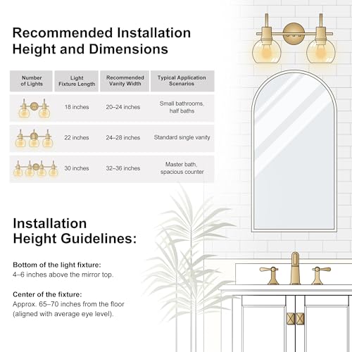 Image of 2-Light Bathroom Vanity Light, Modern Brushed Gold Wall Sconce with Clear Glass Shades, Bathroom Lighting Fixtures,Mirror Lighting for Bedroom, Hallway, Living Room