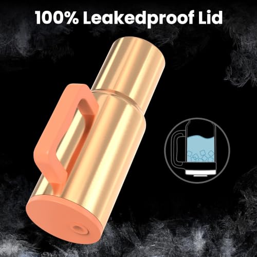 Image of enem Tumbler, Liquid Gold, Insulated Premium Vacuum Leak Proof Tumblers, Stainless Steel Travel Mug with Handle, Lid & Straw, 1.2L Tumbler for Coffee, Iced Tea, or Water