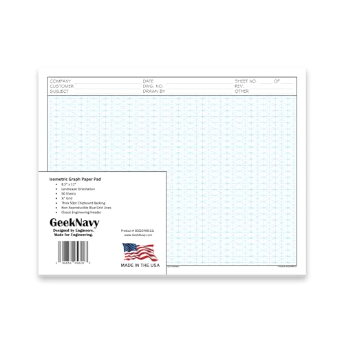 Papier graphique isométrique GeekNavy pour dessins 3D au bureau