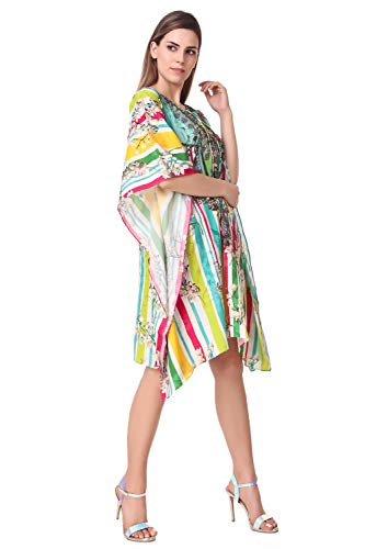 Image of RAVI RAJORIA Georgette Digital Printed Beach Wear Kaftan Blue Free Size R800 | Multi Color 2