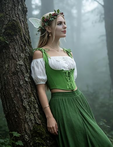 Image of Scarlet Darkness Women's Underbust Corset Top Renaissance Medieval Lace-up Boned Fairycore Pirate Corsets
