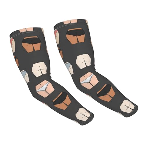 VAFZASC Ice Silk Arm Sleeves with Thumb Hole, Cute Naked Ass Sexy Butt Bikini Party, Cooling UV Protection Non Slip for Sports Daily Tattoo Cover