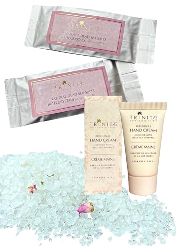【トリネティ】死海クリスタルバスソルト ローズ/ヨルダン,大阪・関西万博販売品/ハンドクリーム 15ml/死海の塩 100g/50g 2個入り/保湿/贈り物/ギフト/入浴剤/バスグッズ/ナチュラル/コスメ/ミネラル /五つ星ホテル/中東/アラブ/アメニティ