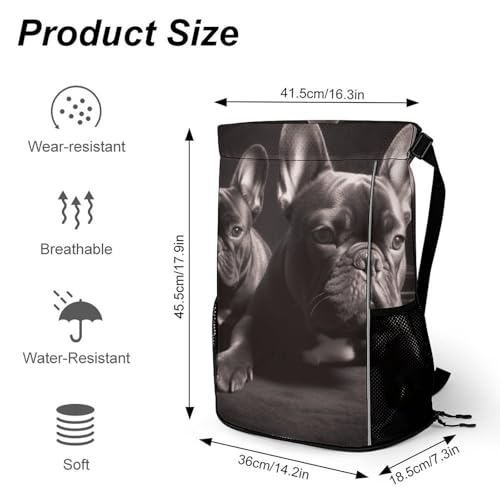 French Bulldog Drawstring Backpack, Dry Wet Separate Gym Bag Unisex Sports Drawstring Bag for Work, Fitness2
