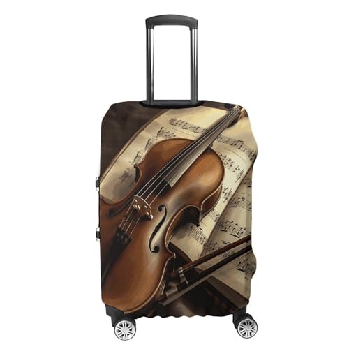 Violin And Book Luggage Cover, Washable Elastic Suitcase Cover Protector Fit 18-32 Inch Luggage4