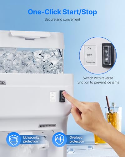 Image of VEVOR Commercial Ice Shaver Crusher, 220lbs Per Hour Electric Snow Cone Maker with 8L Ice Cube Box, 350W 1500RPM Tabletop Shaved Ice Machine for Parties Events Bar, Home and Commercial Use (White)