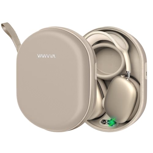 Charging Case for AirPods Max 1 & 2 - Travel Headphone Charger with Magnetic Connectors Auto Sleep Mode 5000mAh Battery (Taupe)