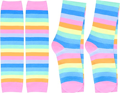 Sockfun Rainbow Long Striped Gothic Arm Warmers Leg Warmers Women, Thigh High Socks Goth, Rainbow Gifts For Women Girls #TOP3