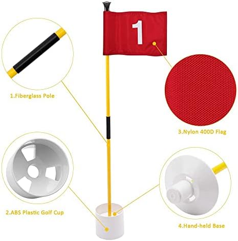 KINGTOP Golf Flagsticks Mini, Putting Green Flag for Yard, All 3 Feet, Golf Pin Flags Hole Cup Set, Fiberglass Portable 2-Section Design, Numbered# 7-9 image 5