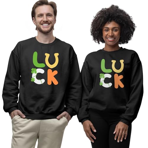 LUCK St. Patricks Day Sweater, Casual St Patricks Day Sweatshirt, Shamrock Jumper for Men Women Military Green4