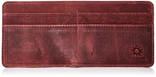 [ハレルヤ] 牛革 インナーカードケース 横型 8枚 カード入れ 長財布 HAK044-Wine-red Wine-red