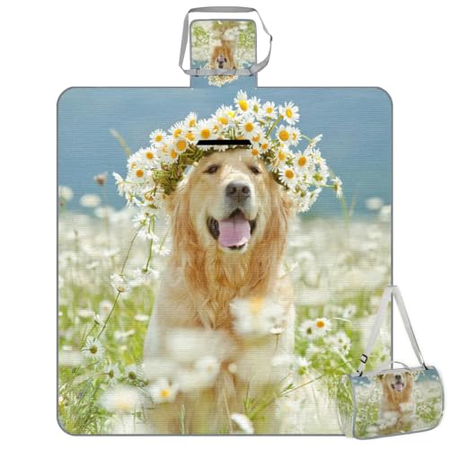 Shimoshe Picnic Blankets 57”x 59”, Garden Dog Waterproof Sandproof Picnic Mat Lightweight Foldable Beach Blanket for Camping Park Grass Beach Outdoor Blanket