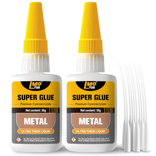 Metal Super Glue Liquid, 60g Clear Instant Thick CA Glue for Steel Aluminum