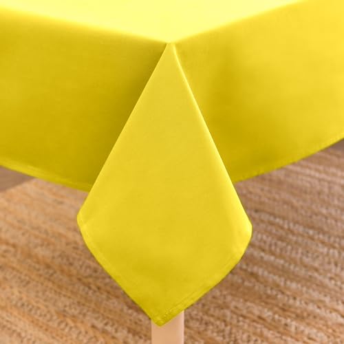 Image of Encasa XO Dining Table Cover Cloth for 4 to 6 Seater | 140x180 cm Cotton Canvas Rectangular Table Cloth | Machine Washable Tablecloth for Indoor & Outdoor Use - Sunbeam Yellow Solid Color