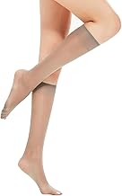 Okaywork Compression Socks Women Brown 20 DEN Compression Socks Ultrathin Summer Anti-Snag Long Socks Transparent Plain Elegant Resistant Cuff Comfort Without Pressure 1 Pair, brown, One size