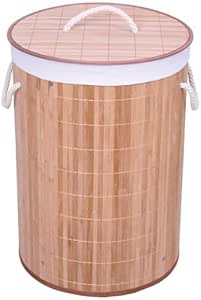 Cesto Bambu Alças Roupas Sujas Banheiro Lavanderia