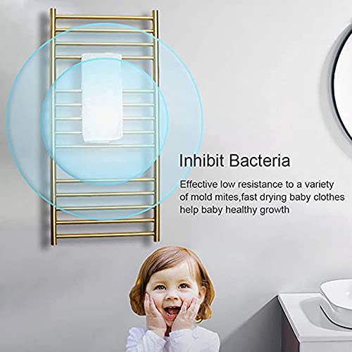 Toallero eléctrico de acero inoxidable dorado con 14 barras para pared 2