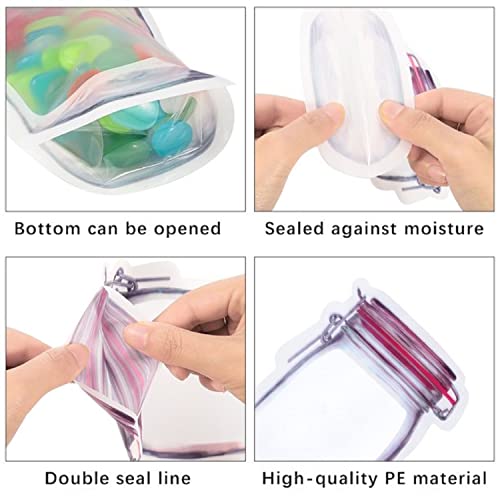 Image of Mason Jar Bottles Bags, Ziplock Bags For Fridge Storage, Bottle Shape Storage Pouch, Mason Jar Bottle Bags Plastic Storage Pouch Airtight Seal Storage Bags Leakproof Food (9), White