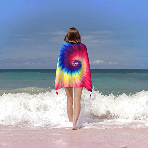 Colorful Tie Dye Microfiber Beach Towel Oversized Quick Dry Bath Towels Gift For Women & Men Swimming Bathroom (52 X 32 Inches) #TOP5