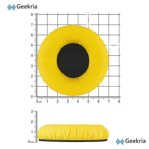 Image of Geekria Leatherette Replacement Ear Pads for Sennheiser HD25, HD25-II, HD25SP, HD25SP-II, Limited 75th Anniversary Edition Headphones, Ear Cushions with Video Guide (Yellow)