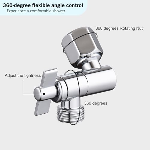 Adjustable Shower Head Extension Adapter, 304 Stainless Steel Shower Angle Adapter, Shower Arm Extension Connector for Shower Heads, Chrome