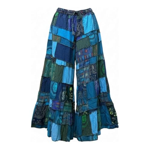 Pantalon bohème Ezhippie en coton doux avec taille élastique et cordon de serrage