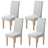 Dioxide Fundas Sillas de Comedor Tejido de Jacquard Anti-Manchas, Funda Sillas Elástica,Suave y Confortable,Funda Silla Ajustables Protectora Sillas para Banquetes,Restaurante(Gris Claro,4pc)
