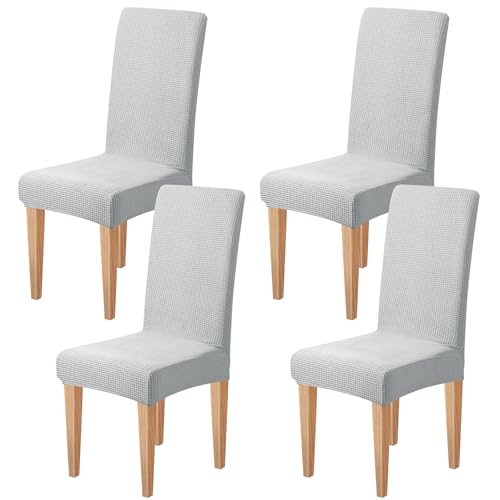 Dioxide Stretch Chair Covers for Dining Chairs, Washable Dining Chair Covers Set of 4, Soft Kitchen Chairs Seat Covers, Jacquard Parson Chair Slipcover Protectors for Home Hotel Restaurant Banquet