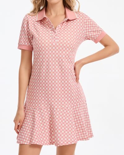 Image of YEXPINE Polo Dress for Women Short Sleeve Ruffle Hem Golf Tennis Summer Mini Dresses