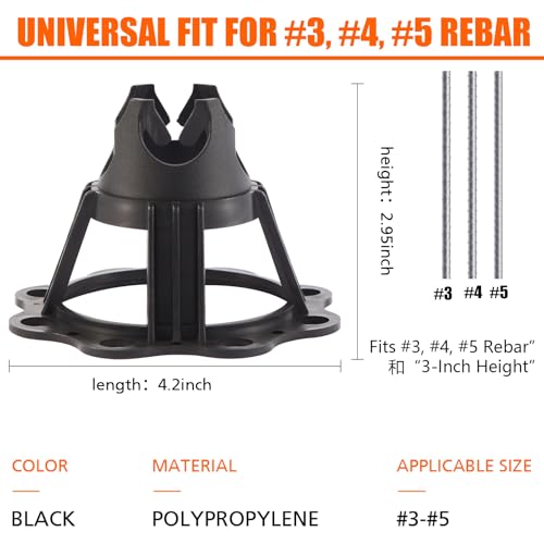 100 Pcs 2.7" Rebar Chairs, Heavy Duty Plastic Rebar Stands & Spacers,Raise the Concrete Chair by 1.5 to 2 inches. Fits #3 to #5, Snap-Lock Design for Concrete Construction, Foundation Slabs by Generic - Image 2