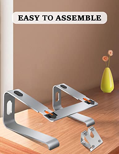 Vecofo Laptop Stand For Desk，Aluminum Laptop Riser For All Laptop Stands 10-17 Inches,Include A Cell Phone Stand(Silver) #TOP4