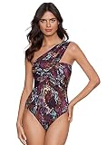 MagicSuit Women's Swimwear Queen Cobra Goddess One Shoulder Underwire Bra One Piece Swimsuit, Black/
