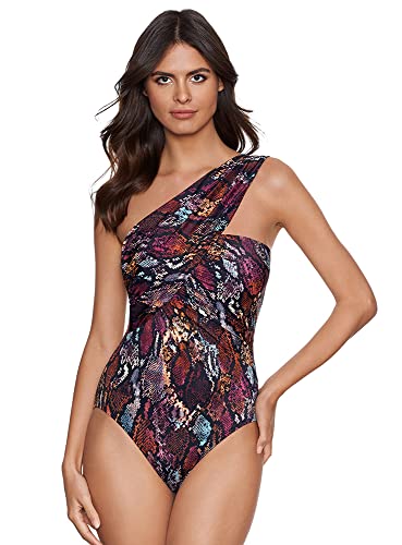 Magicsuit Women's Swimwear Queen Cobra Goddess One Shoulder Underwire Bra One Piece Swimsuit, Black/Brown, 14 #TOP20