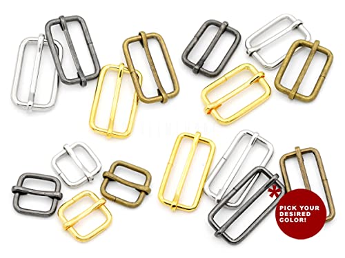 Craftmemore Triglide Slider 1 1/4", 1 1/2" Belt Keeper Movable Bar Slider Strap Adjuster Rectangle Strap Keeper Purse Making (1 1/4" X 10 Pcs, Antique Brass) #TOP3