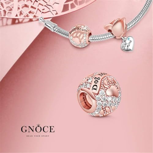 Image of GNOCE Pet Dog Bowl Bead Charm For Women, S925 Sterling Silver Bead Charm NecklaceBracelet for Her, Jewelry Gift